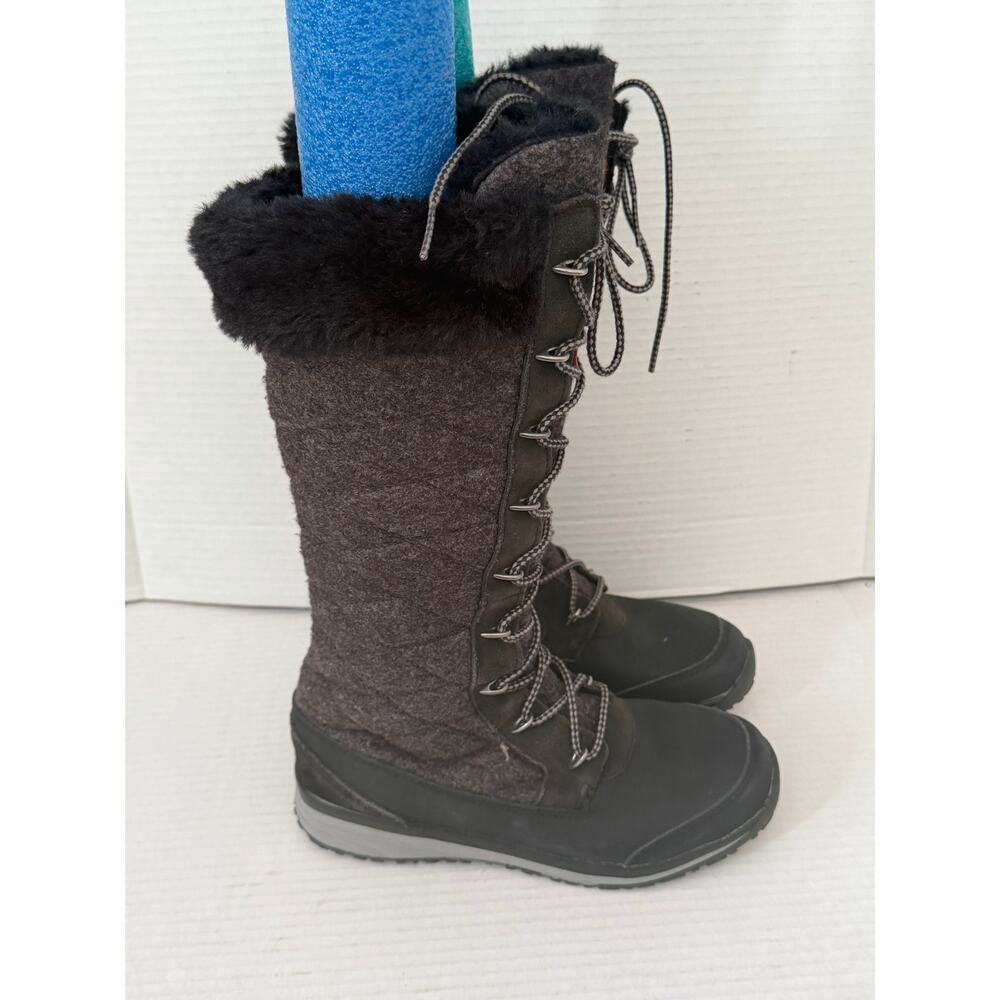 Women's Salomon Gray High Tall Snow Boots Quilted Faux Fur Clima Shield Sz 5 - Picture 8 of 8